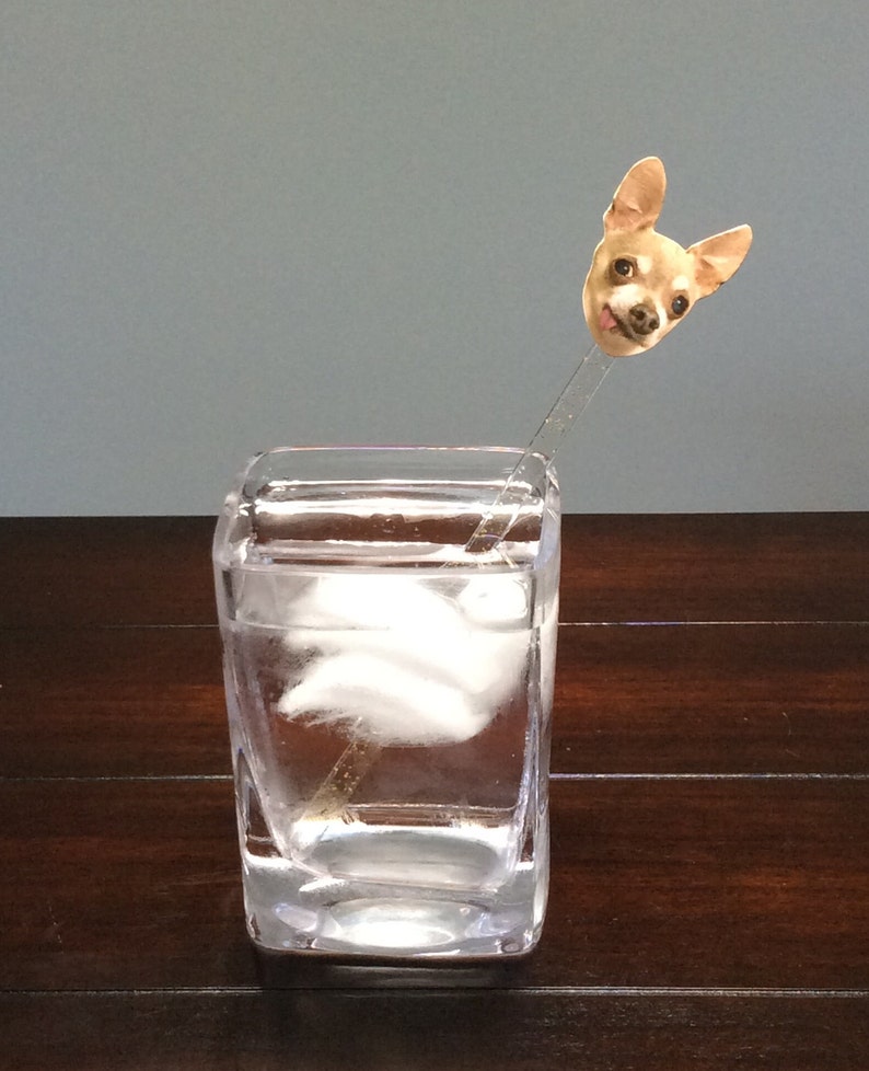 Dog Photo Cocktail Stirrers Your Pet's Face Drink Etsy