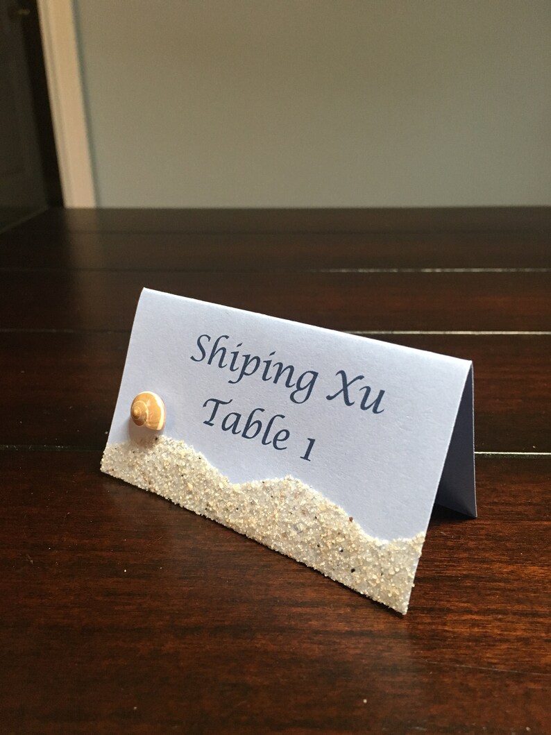 Seashells and Sand Placecards Seashell Place Cards Beach Etsy