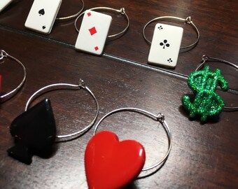 Casino Wine Charms, Money Dice wine charms Perfect Gift Gambling, Las Vegas Wine Charm Playing Cards Favor Wine Charms, Poker Spade-10/order