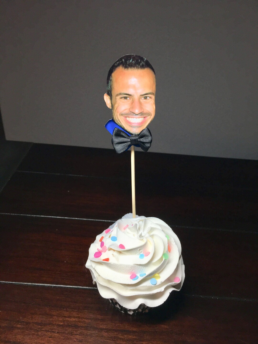 Photo Groom Cupcake Toppers| Personalized Face 3D Bowtie Cupcake ...