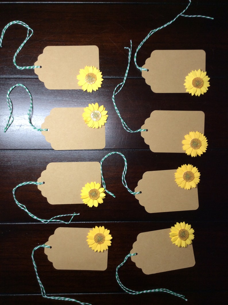 Sunflower Tags Sunflowers Favor Tags Sunflower Gift Tags Etsy