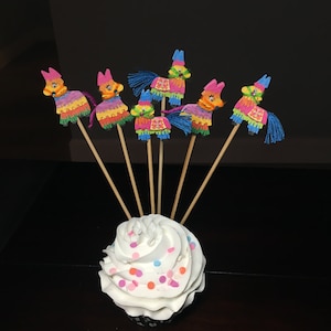 Pinata Cupcake Toppers, Pinatas Appetizer Skewers, Mexican Party Toppers, Pinata Picks, Pinata Unique Party Theme Decor Cake Toppers