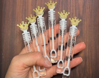 Gold Crown Bubble Princess Royal Prince Favor Wand Tube Party Supplies Our Little Prince Princess Sparkly Goodie Loot Bag Stuffer