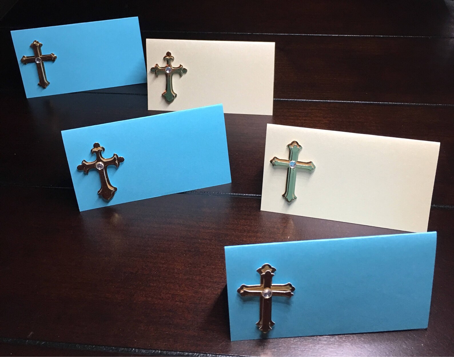 Cross Place Cards Baptism Placecards Gold Crosses Etsy