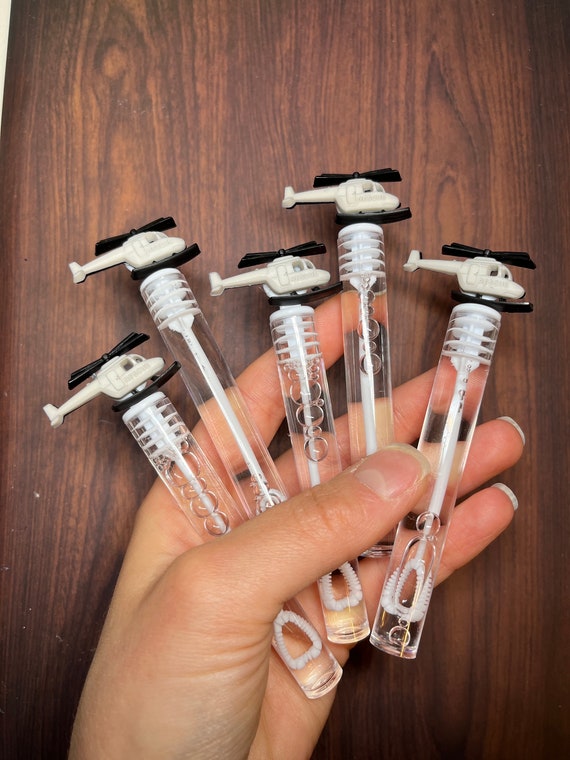 Helicopter Bubble Tube Wand Favor, Kids Favor, Time Flies Party Supplies Fly on Over Up Up and Away Birthday Theme Decor Goodie Bag Stuffer
