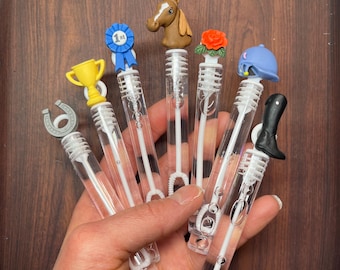 Kentucky Derby Bubble Favor Kids Equestrian Birthday Theme Triple Crown Trophy Party Favor Horseback Riding Boot Wand Tube Loot Goodie Bag