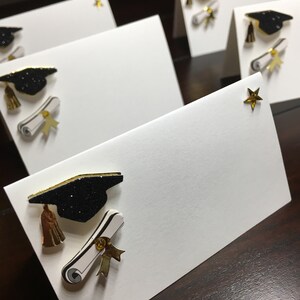 Graduation Placecards, Graduate Place Cards, Custom Graduation Escort Cards, Cap and Diploma Name Seat Cards, Food Labels Tents - 6/order