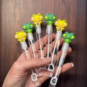 Girly Frog Toad Birthday Party Bubbles Favors Run Jump or Hop on Over to Celebrate Toadally Fun Bubble Wand Supplies Goodie Loot Bag Stuff