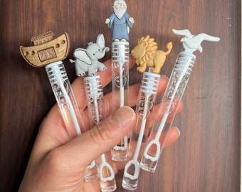 Noah's Ark Baby Shower Bubble Tube Wand Favor Noah Ark Kids Dove Elephant Cute Favor Party Supplies First Birthday Party Goodie Bag Stuffers