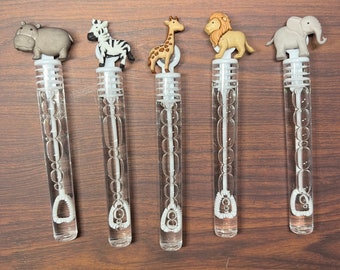 Jungle Safari SaFOURi Zoo Animals Bubble Tube Favor Elephant Giraffe Party Favor Jungle Babies Lion Zebra Party Supplies Hippo Wild 3 Three