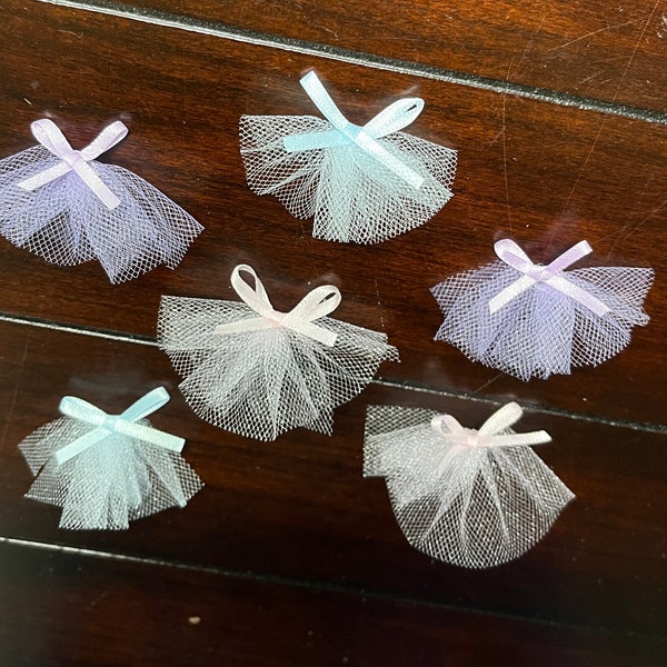 Mini Tulle Tutus Skirts 1 inch Miniature Tutu for Small Doll Decorations Pink Purple Blue White Micro Ballet Ballerina Embellishments Craft