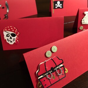 Pirate Place Cards, Pirate Food Labels Skull, Treasure Chest Placecards ...