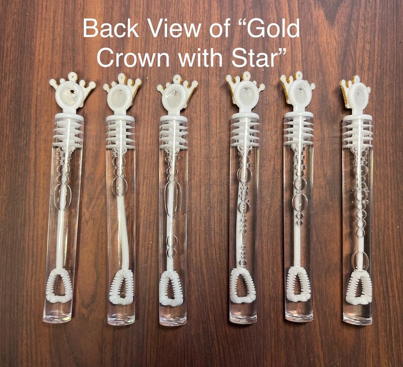 Gold Crown Bubble Princess Royal Prince Favor Wand Tube Party Supplies Our Little Prince Princess Sparkly Goodie Loot Bag Stuffer image 4