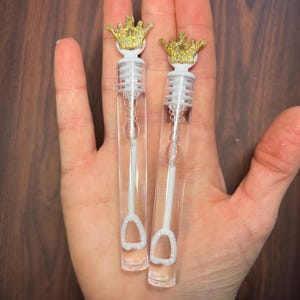 Gold Crown Bubble Princess Royal Prince Favor Wand Tube Party Supplies Our Little Prince Princess Sparkly Goodie Loot Bag Stuffer image 3