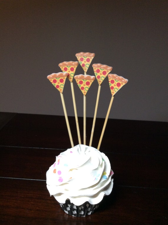 Pizza Cupcake Toppers Pizza Party Skewers Pizza Lover Party Etsy