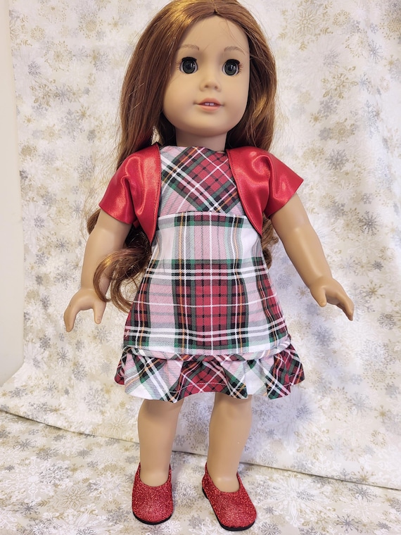 american girl holiday dresses Doll Plaid Holiday Dress (Fits American Girl Doll)