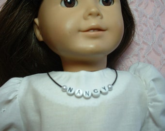 Collier de perles de nom personnalisé, poupée de 18 po et enfant, convient aux poupées et aux enfants American Girl