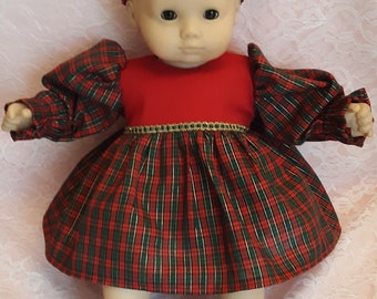 Bitty Baby Plaid Christmas Dress, fits 15" doll