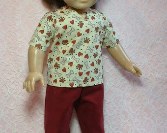 Vet technician scrubs, 18" doll clothes, American Girl Doll