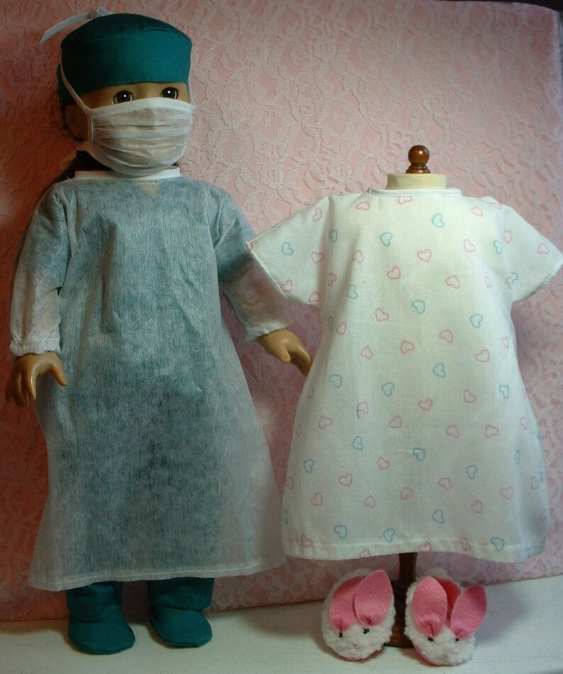 Surgical Scrubs Gown and Hospital Johnny Set 18 Inch Doll Etsy