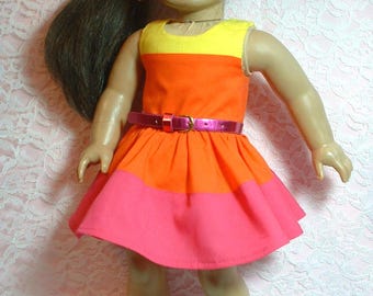 Block Party Color Block Dress, 18" doll clothes, fits American Girl Doll
