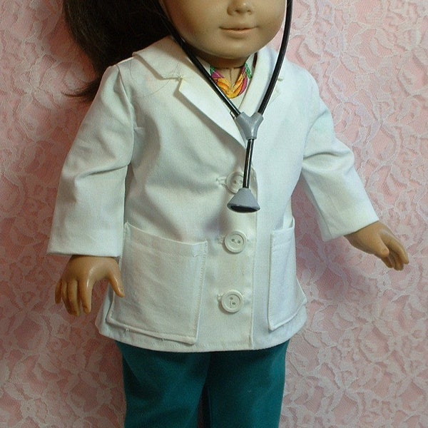 Doctor lab coat, technician coat, vet coat, 18" doll clothes, fits American Girl Doll