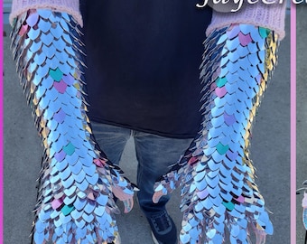 Mirror and Kiwi Spots Design - Large Half Wrap on Pastel Pink Gauntlets - Dragon Scale Costume Glove Sleeves-Scalemail - JayeCreations