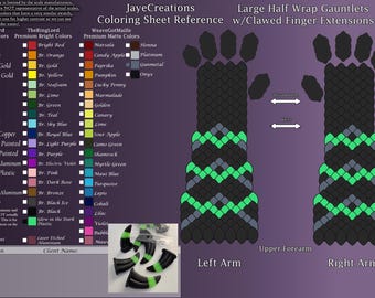 Glow in the Dark, Gunmetal and Black Striped Design - Artistic Liberty Clawed Gauntlets - Dragon Scalemail Sleeves Custom - JayeCreations
