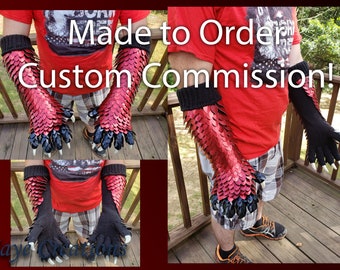 Large Clawed Half Wrap Gauntlets Simple Custom Commission Dragon Scale- READ DESCRIPTION BEFORE Purchase! - JayeCreations