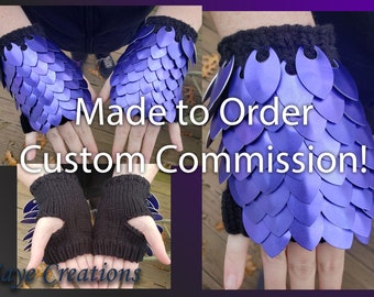 Small Gauntlets Custom Commission - Fingerless Gloves - Dragon Scales- JayeCreations