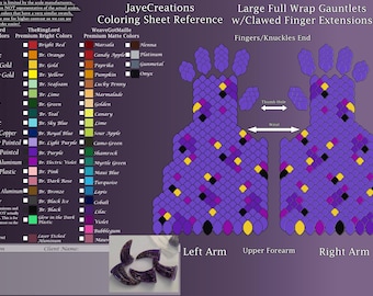 Purple & Premium Speckles Design Artistic Liberty Clawed Gauntlets Slot - Dragon Scalemail Sleeves Custom Commission-JayeCreations