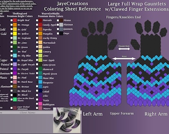 Purple & Black w/Turquoise Stripes Design Artistic Liberty Clawed Gauntlets Slot - Dragon Scalemail Sleeves Custom Commission-JayeCreations
