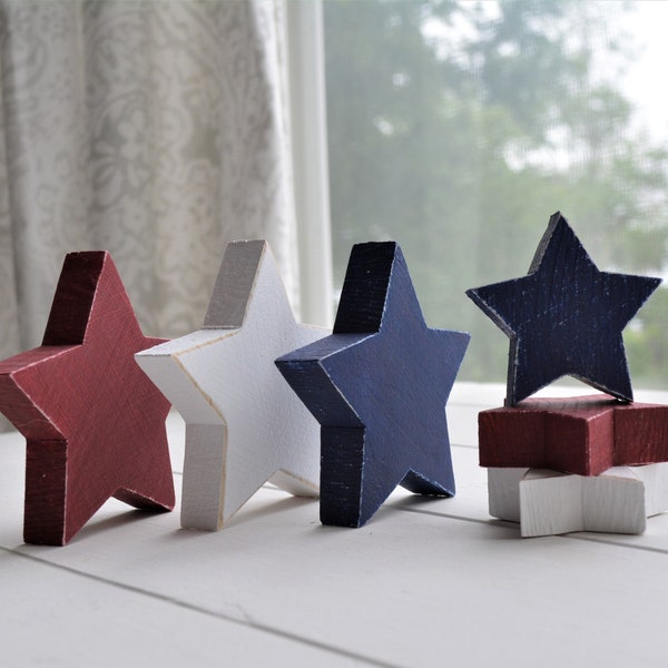 Rustic Country Star Set/Distressed Star/Americana Decor/Patriotic Decor/Tiered Tray July4/Primitive Star/Rustic Star/Wood Star