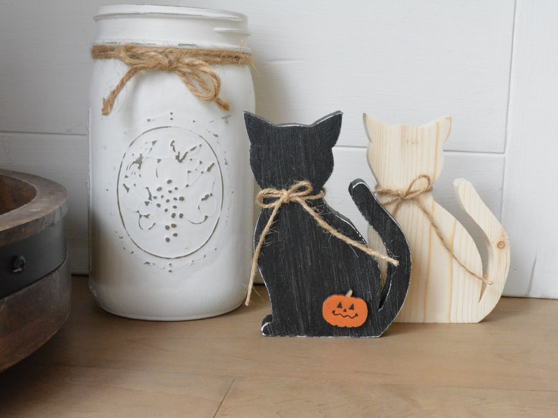Rustic Black Cat Decor/wood Black Cat/halloween Black Cat/fall Etsy