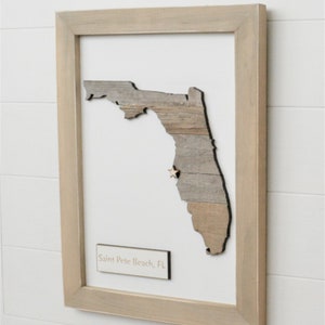 Rustic Florida Map 16&quot;H x 12&quot;W/Personalized Wood Florida Map/Housewarming Gift/FL Wood Map/Farmhouse Decor/Gift for Him/5th Anniversary Gift