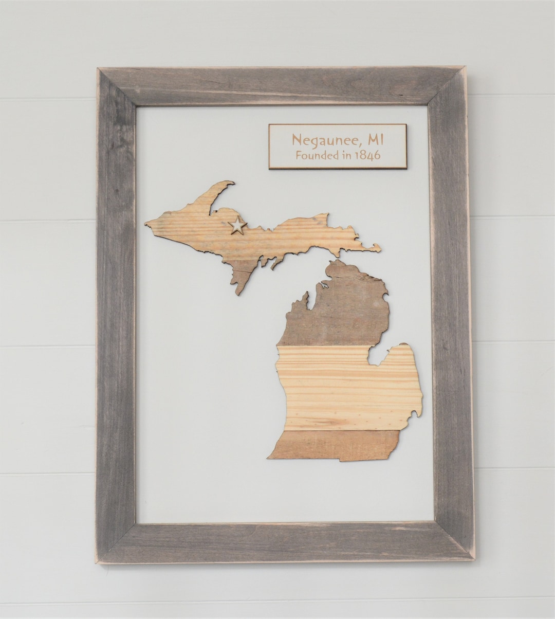 Rustic Michigan Map/mi Map/wood Michigan Map/personalized Map