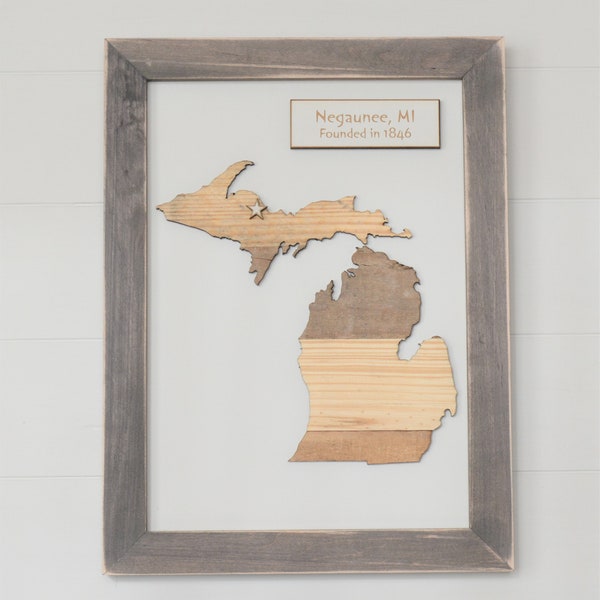 Rustic Michigan Map/MI Map/Wood Michigan Map/Personalized Map/Housewarming Gift/Wood Map/Farmhouse Decor/Gift for Him/5th Anniversary