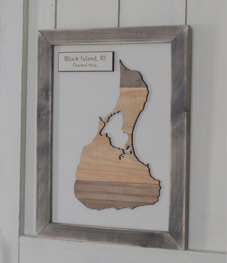 Rustic Block Island Map/Reclaimed Wood/Beach House Artwork/Beach House Gift/Coastal Decor/Rustic Wood Map/Gift for Him/5th Anniversary image 5
