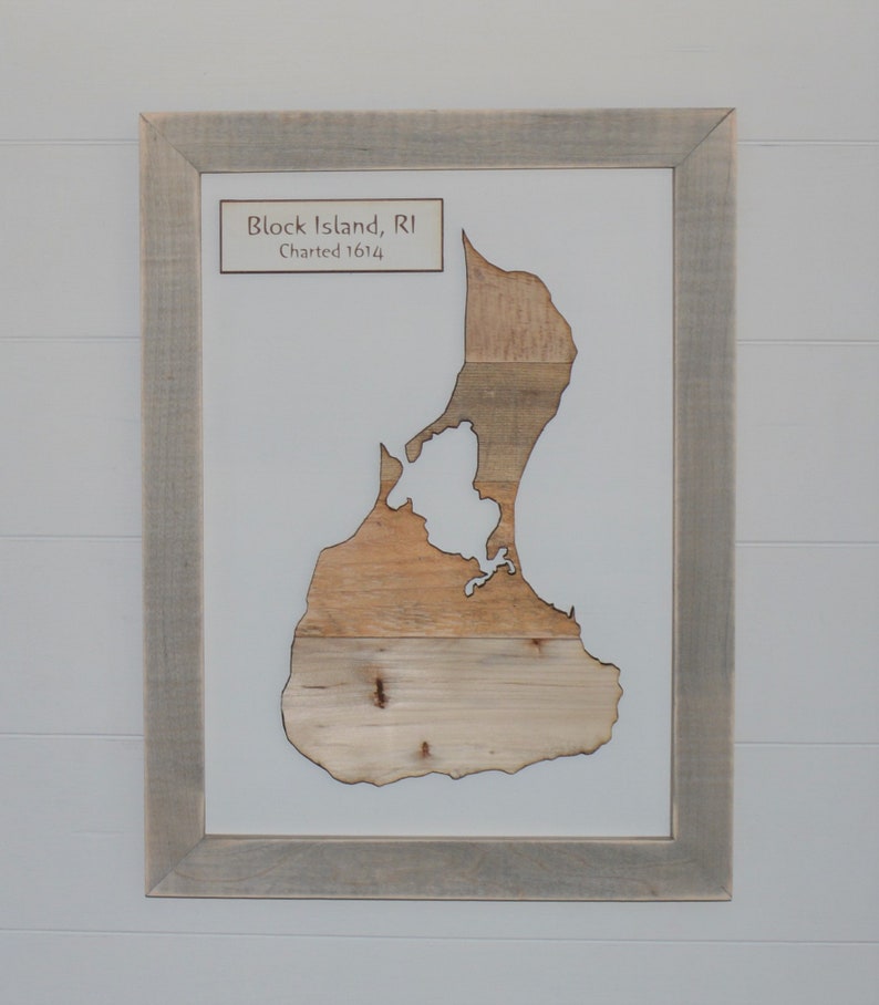 Rustic Block Island Map/Reclaimed Wood/Beach House Artwork/Beach House Gift/Coastal Decor/Rustic Wood Map/Gift for Him/5th Anniversary image 2