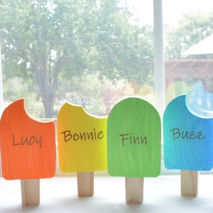 Wood Popsicle/Personalized Popsicle w Name/Summer Decor/Rustic Summer/Grandma Gift/Summer Shelf Decor/ Farmhouse Summer/Tiered Tray Decor