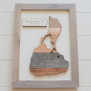 Rustic Block Island Map/Reclaimed Wood/Beach House Artwork/Beach House Gift/Coastal Decor/Rustic Wood Map/Gift for Him/5th Anniversary image 6