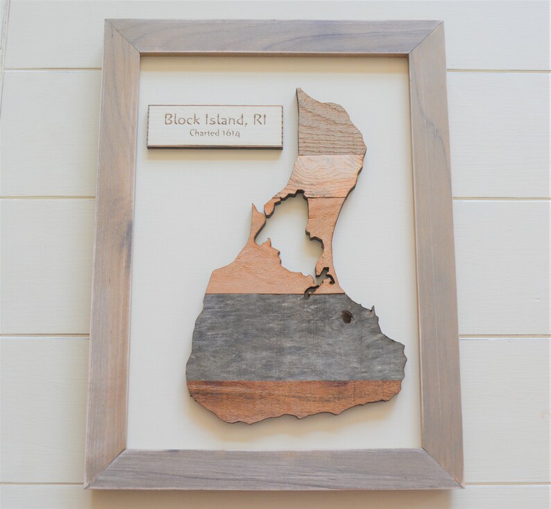 Rustic Block Island Map/Reclaimed Wood/Beach House Artwork/Beach House Gift/Coastal Decor/Rustic Wood Map/Gift for Him/5th Anniversary image 6