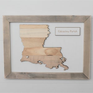 Rustic Louisiana Map 16&quot;W x 12&quot;H/Personalized Wood Louisiana Map/Housewarming Gift/Wood Map Decor/Gift for Him/5th Anniversary Gift/Dad Gift