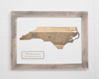 Rustic North Carolina Map/NC Map/Wood North Carolina Map/Personalized Map/Housewarming Gift/Gift for Him/5th Anniversary