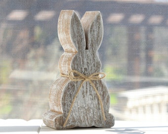 Rustic Chunky Bunny/Distressed Reclaimed Wood Bunny/Easter Bunny/Primitive Easter Decor/Tiered Tray Easter/Rustic Wood Bunny