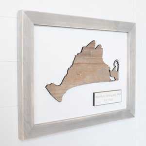Rustic Martha&#39;s Vineyard Map 16&quot;W x 12&quot;H/Personalized Coastal Decor/Housewarming Gift/Beach House Decor Gift/Gift for Him/5th Anniversary