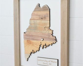 Rustic Maine Map 16"H x 12"W/Wood ME Map/Reclaimed Wood Map of Maine/Personalized Map/Housewarming Gift/Coastal Decor/Gift for Him/5th Anniv