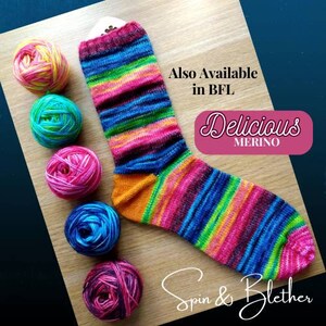Sock Yarn Merino Self Striping Skein Preorder 100g Electric Rainbow 6 Stripes Knit Birthday Gift Crochet Indie Dyer UK Seller