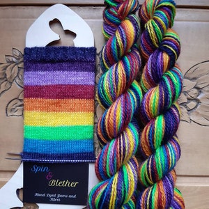 Sock Yarn BFL Self Striping Hand Dyed Skein Preorder 100g 8 Stripes Rainbow Knit Birthday Gift Crochet Indie Dyer UK Seller