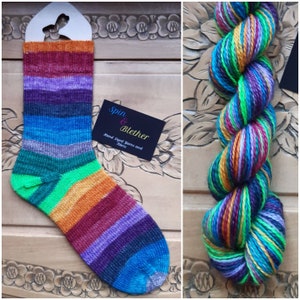 Sock Yarn BFL Self Striping Hand Dyed Skein Preorder 100g 12 Beautful Stripes Knit Birthday Gift Crochet Indie Dyer UK Seller